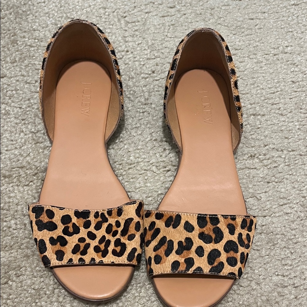J. Crew Tan and Black Leopard Flats